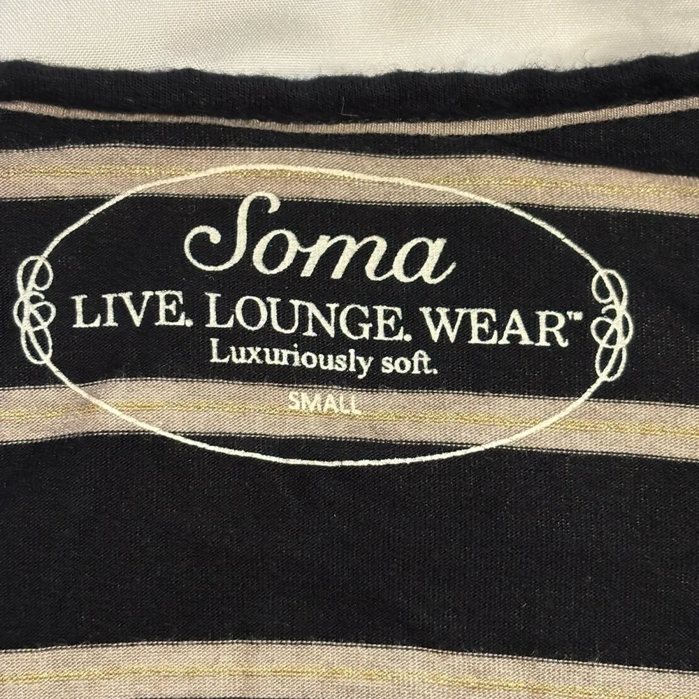 Soma Black and Gray Striped Pajama Top - Picture 2 of 7